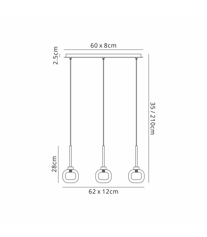 Baldwin Linear Pendant 2m 3 x G9 French Gold/Frosted/Clear Type M Shade-2