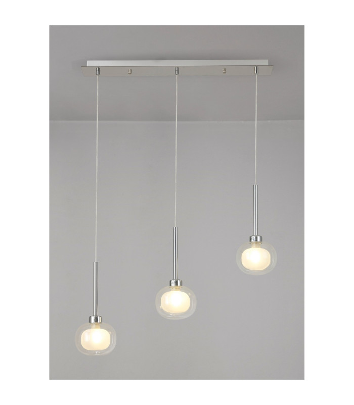 Baldwin Linear Pendant 2m 3 x G9 French Gold/Frosted/Clear Type M Shade-3