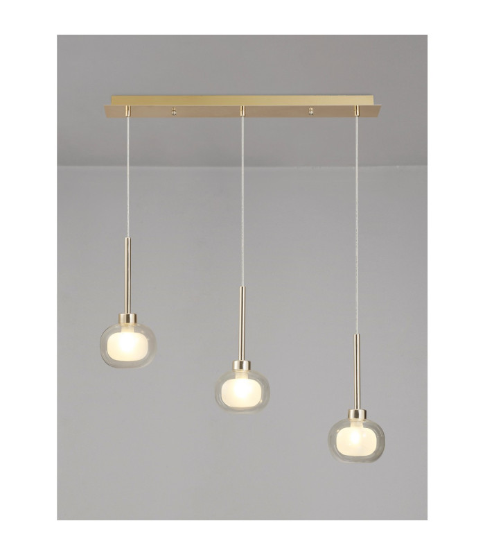 Baldwin Linear Pendant 2m 3 x G9 French Gold/Frosted/Clear Type M Shade-12