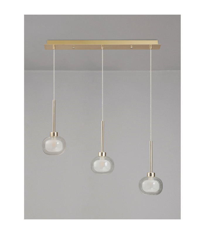Baldwin Linear Pendant 2m 3 x G9 French Gold/Frosted/Clear Type M Shade-13