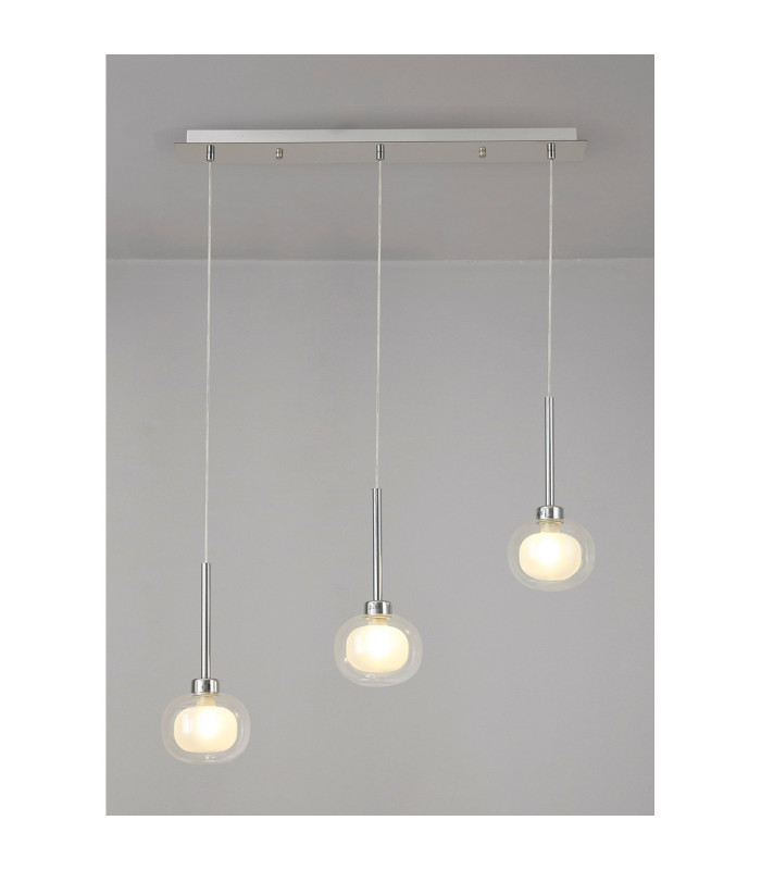 Baldwin Linear Pendant 2m 3 x G9 Polished Chrome/Frosted/Clear Type M Shade-3