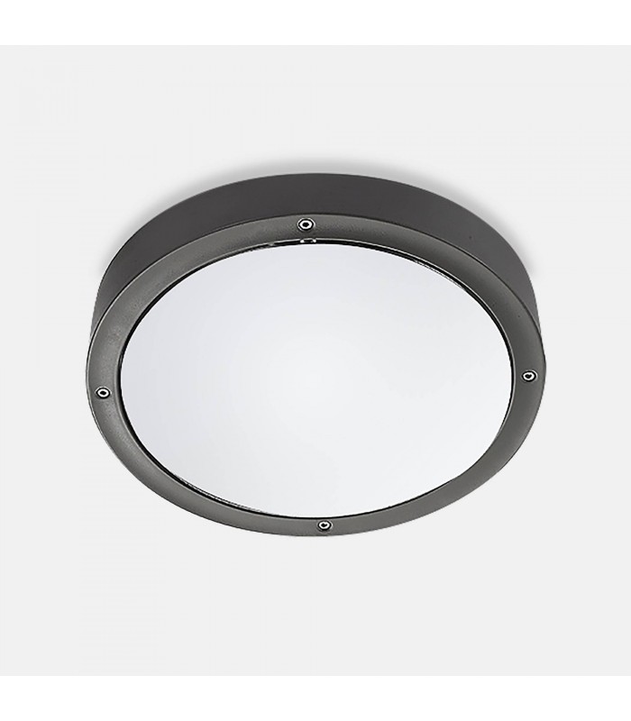 Outdoor LED Round Flush Ceiling Light Basic Aluminium Grey 26cm 1340lm 3000K IP65 - 1