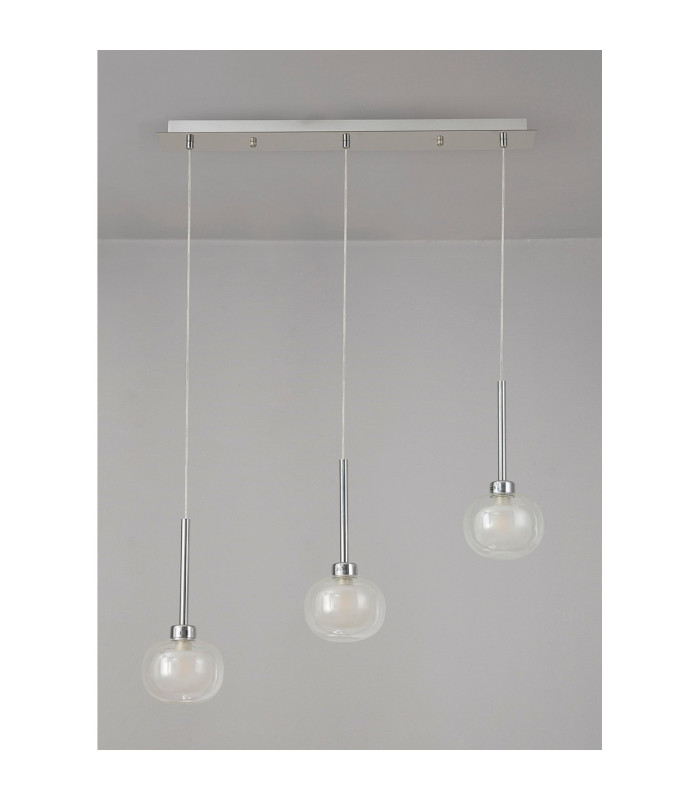 Baldwin Linear Pendant 2m 3 x G9 Polished Chrome/Frosted/Clear Type M Shade-11
