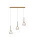 Baldwin Linear Pendant 2m Curved Cone Glass (U) 3 Light G9 French Gold/Iridescent/Opal/Matt Gold-1