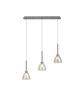 Baldwin Linear 2m Pendant Curved Cone Glass (U) 3 Light G9 Polished Chrome/Iridescent/Opal-1