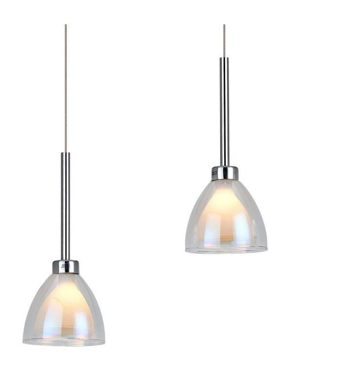 Baldwin Linear 2m Pendant Curved Cone Glass (U) 3 Light G9 Polished Chrome/Iridescent/Opal-6