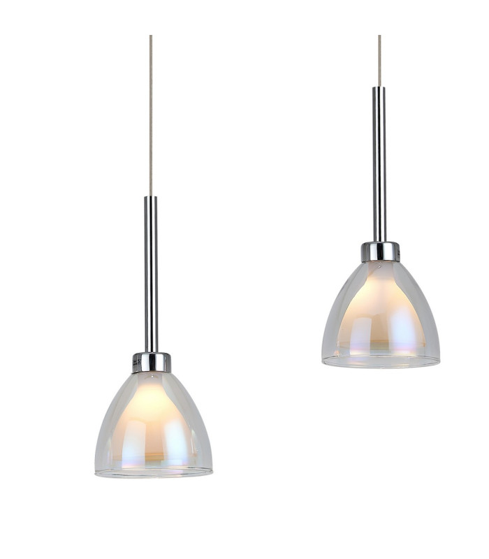 Baldwin Linear 2m Pendant Curved Cone Glass (U) 3 Light G9 Polished Chrome/Iridescent/Opal-7