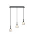 Baldwin Linear Pendant 2m Curved Cone Glass (U) 3 Light G9 Satin Black/Iridescent/Opal-1