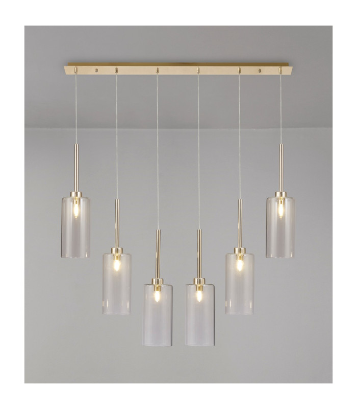 Baldwin Linear Pendant 2m 6 x G9 French Gold/Clear Type A Shade-3