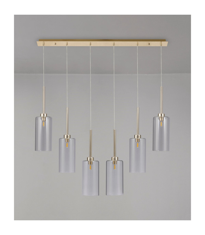 Baldwin Linear Pendant 2m 6 x G9 French Gold/Clear Type A Shade-11