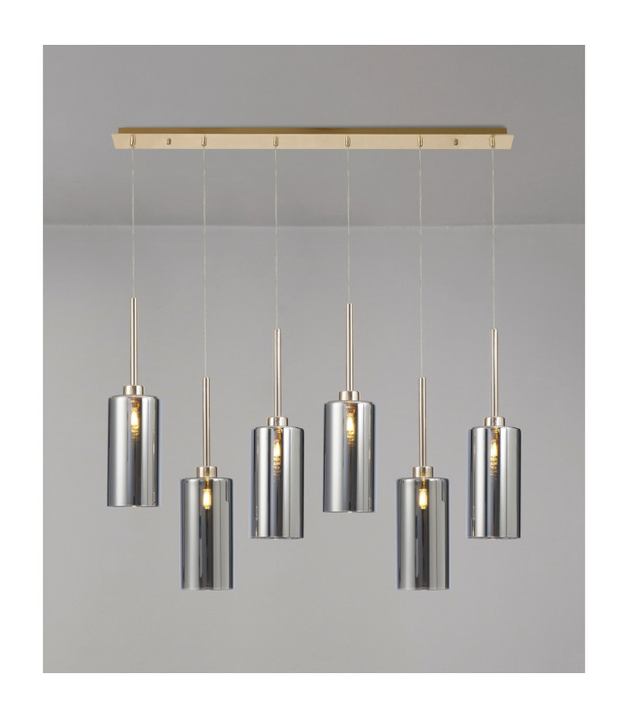 Baldwin Linear Pendant 2m 6 x G9 French Gold/Chrome Type A Shade-3