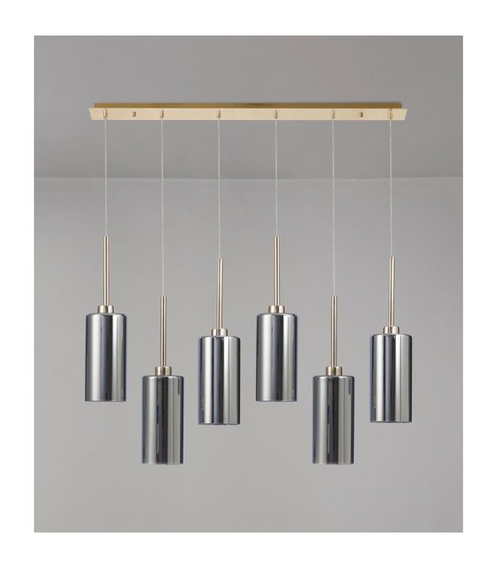 Baldwin Linear Pendant 2m 6 x G9 French Gold/Chrome Type A Shade-11