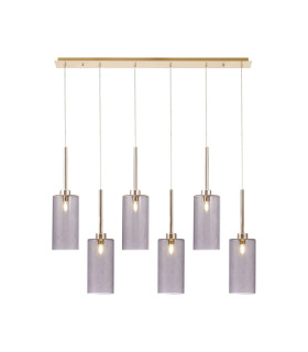 Baldwin Linear Pendant 2m 6 x G9 French Gold/Smoked Type A Shade-1