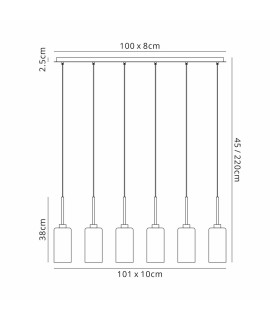 Baldwin Linear Pendant 2m 6 x G9 French Gold/Cognac Type A Shade-2