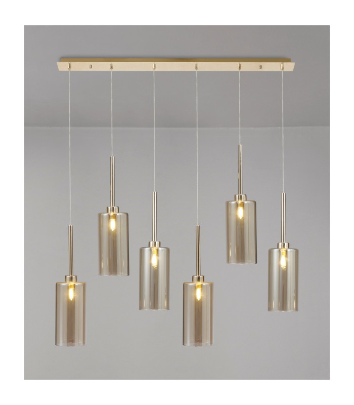 Baldwin Linear Pendant 2m 6 x G9 French Gold/Cognac Type A Shade-3