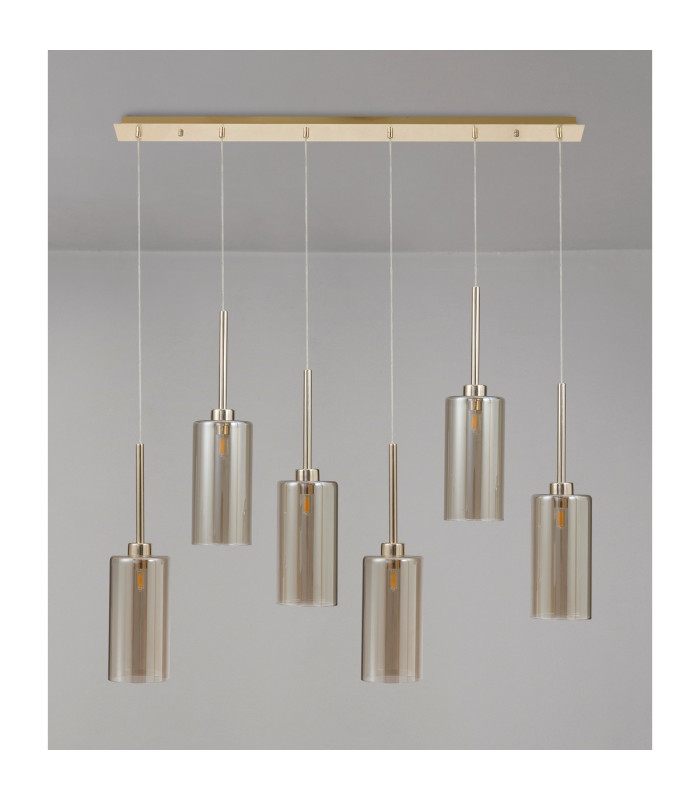 Baldwin Linear Pendant 2m 6 x G9 French Gold/Cognac Type A Shade-11