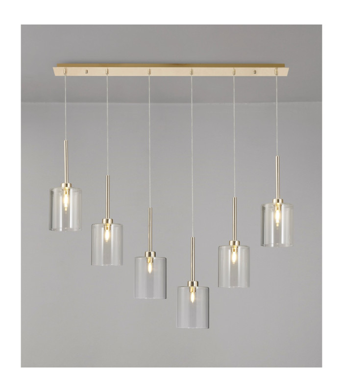 Baldwin Linear Pendant 2m 6 x G9 French Gold/Clear Type B Shade-3