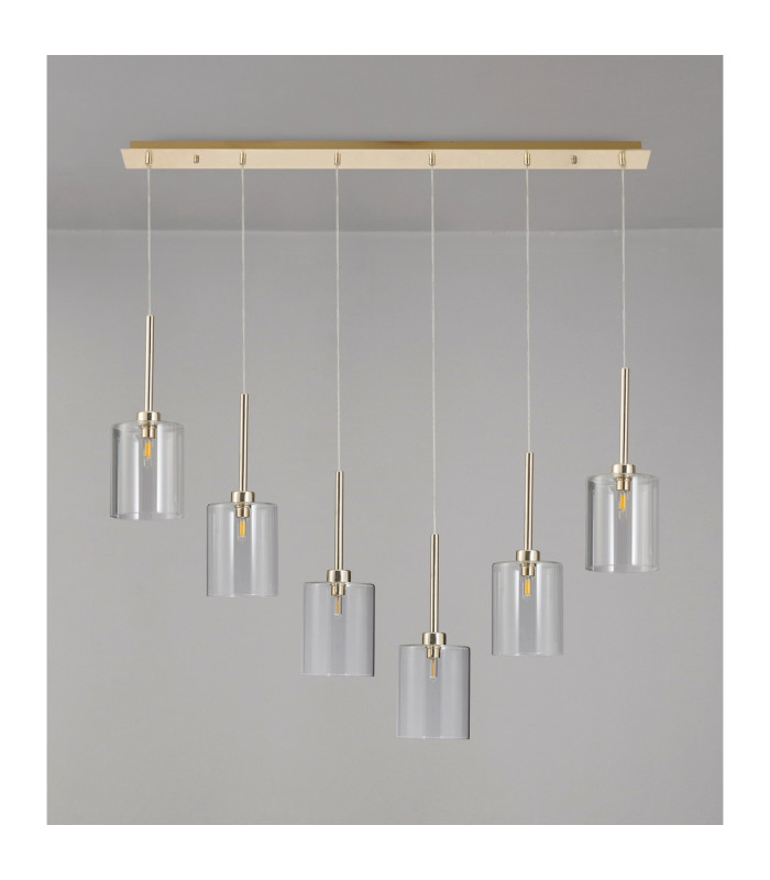 Baldwin Linear Pendant 2m 6 x G9 French Gold/Clear Type B Shade-11