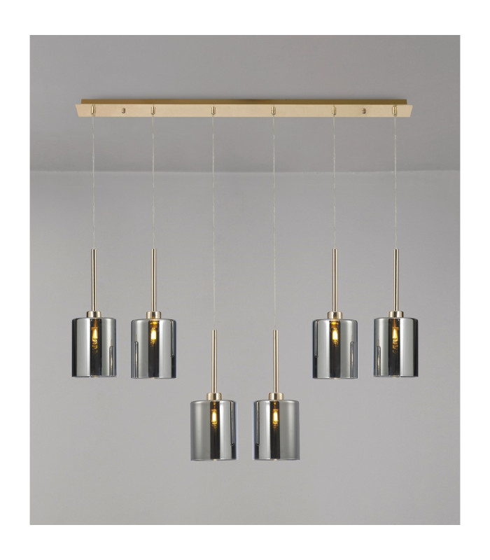 Baldwin Linear Pendant 2m 6 x G9 French Gold/Chrome Type B Shade-3