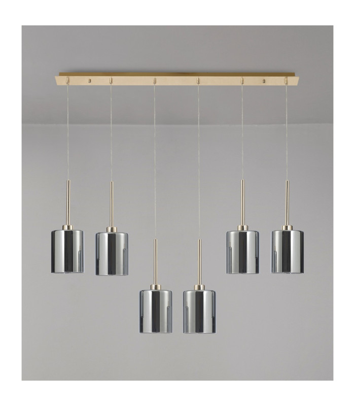 Baldwin Linear Pendant 2m 6 x G9 French Gold/Chrome Type B Shade-11