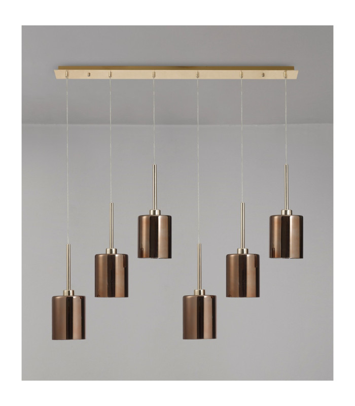 Baldwin Linear Pendant 2m 6 x G9 French Gold/Copper Type B Shade-11