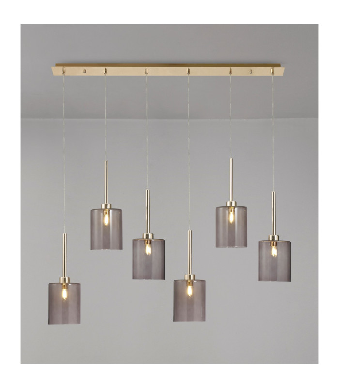 Baldwin Linear Pendant 2m 6 x G9 French Gold/Smoked Type B Shade-3