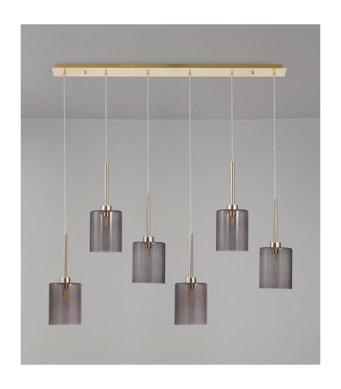 Baldwin Linear Pendant 2m 6 x G9 French Gold/Smoked Type B Shade-11