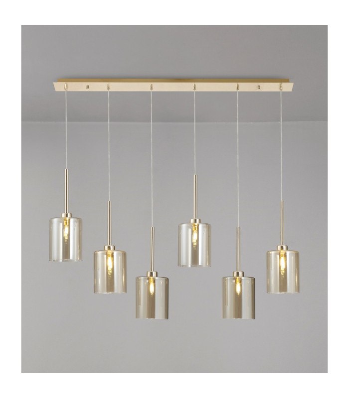Baldwin Linear Pendant 2m 6 x G9 French Gold/Cognac Type B Shade-3