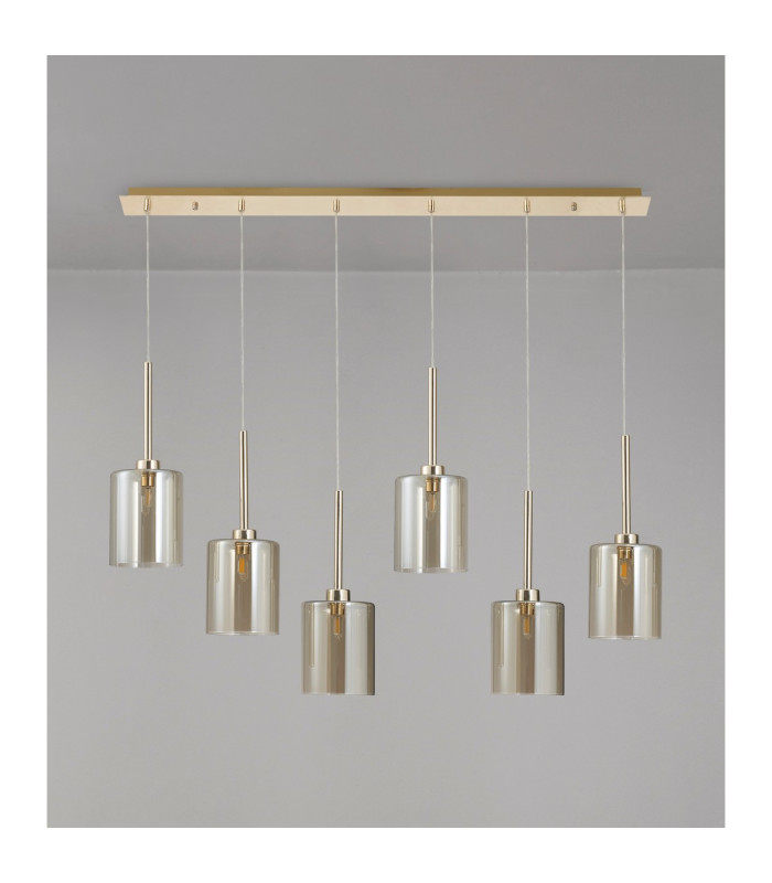 Baldwin Linear Pendant 2m 6 x G9 French Gold/Cognac Type B Shade-11