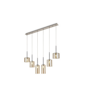 Baldwin Linear Pendant 2m 6 x G9 Polished Chrome/Cognac Type A