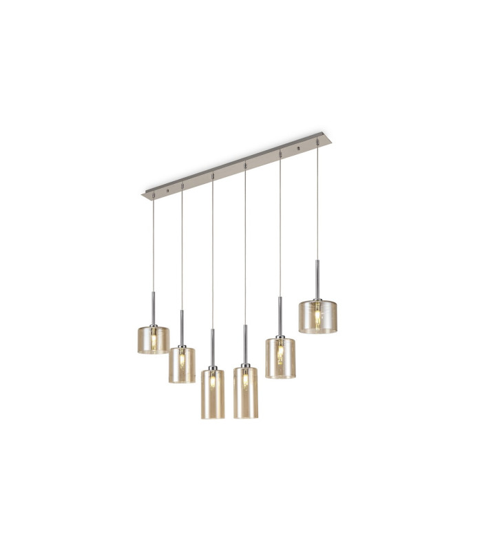 Baldwin Linear Pendant 2m 6 x G9 Polished Chrome/Cognac Type A