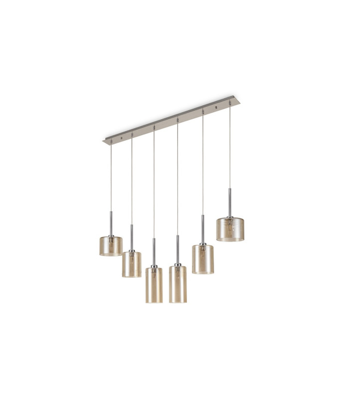 Baldwin Linear Pendant 2m 6 x G9 Polished Chrome/Cognac Type A