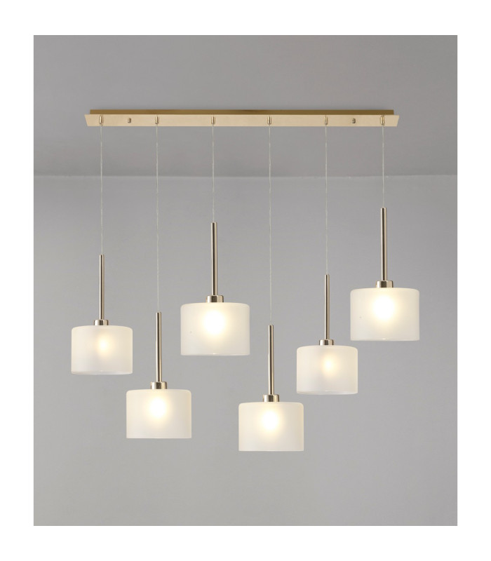 Baldwin Linear Pendant 2m 6 x G9 French Gold/Frosted Type C Shade-3