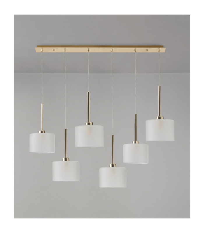 Baldwin Linear Pendant 2m 6 x G9 French Gold/Frosted Type C Shade-11