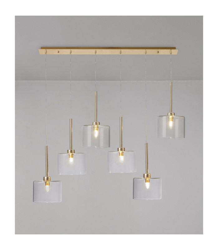 Baldwin Linear Pendant 2m 6 x G9 French Gold/Clear Type C Shade-3
