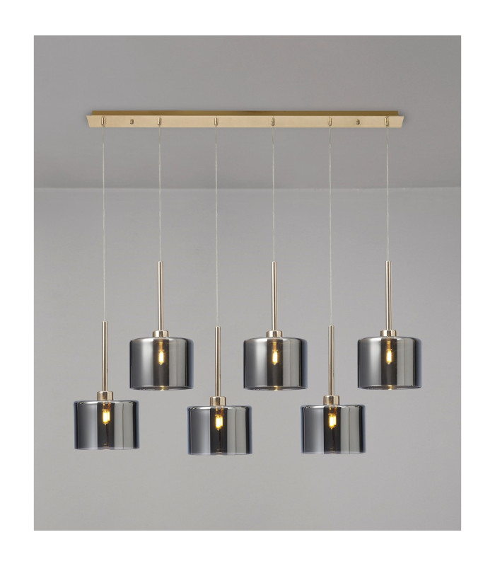 Baldwin Linear Pendant 2m 6 x G9 French Gold/Chrome Type C Shade-3