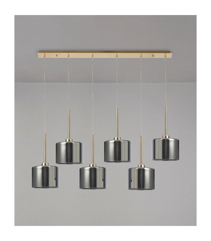 Baldwin Linear Pendant 2m 6 x G9 French Gold/Chrome Type C Shade-11