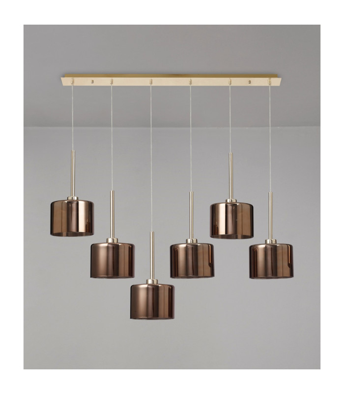Baldwin Linear Pendant 2m 6 x G9 French Gold/Copper Type C Shade-11