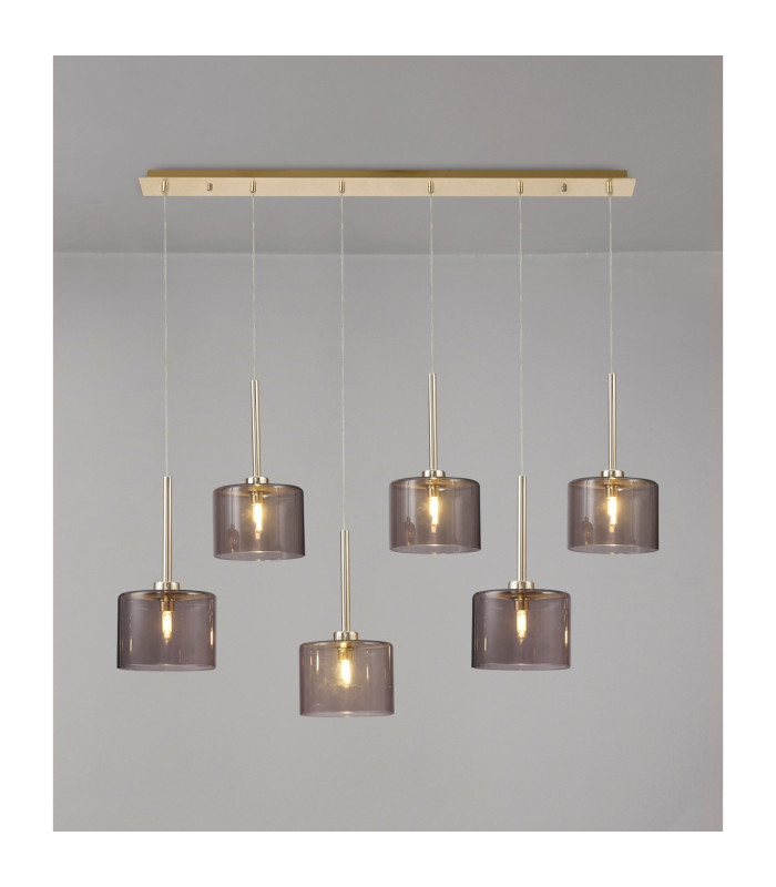 Baldwin Linear Pendant 2m 6 x G9 French Gold/Smoked Type C Shade-3