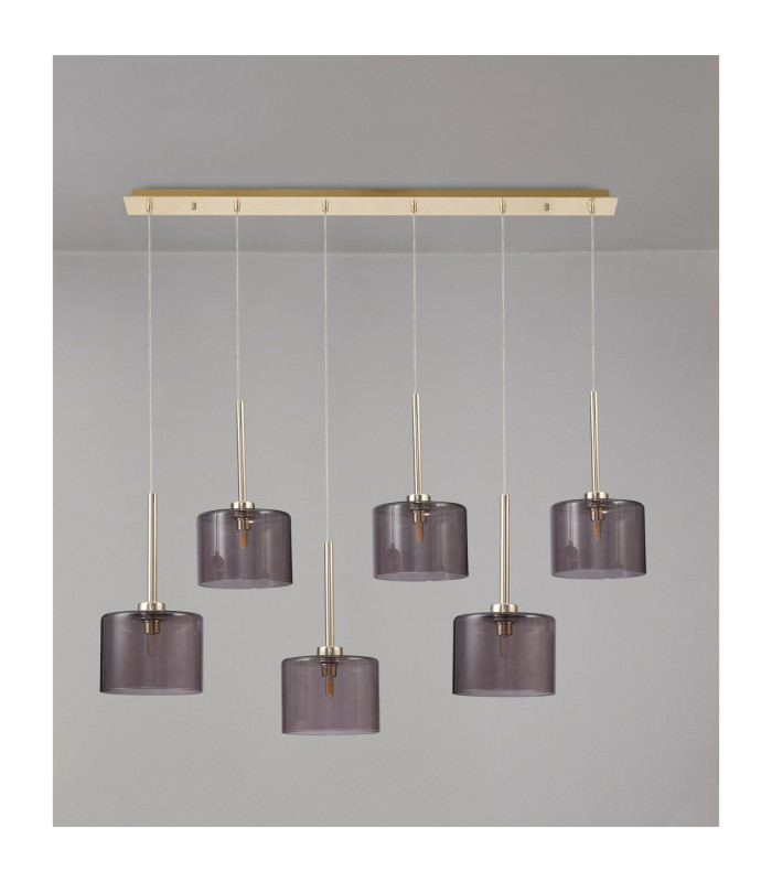 Baldwin Linear Pendant 2m 6 x G9 French Gold/Smoked Type C Shade-11
