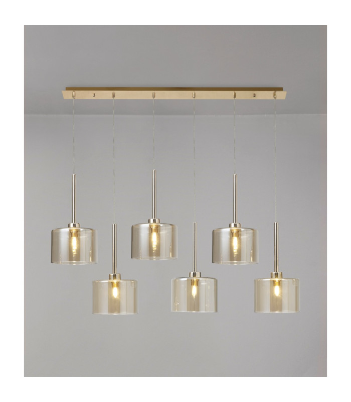 Baldwin Linear Pendant 2m 6 x G9 French Gold/Cognac Type C Shade-3
