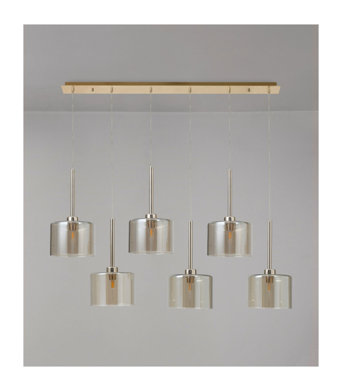 Baldwin Linear Pendant 2m 6 x G9 French Gold/Cognac Type C Shade-11