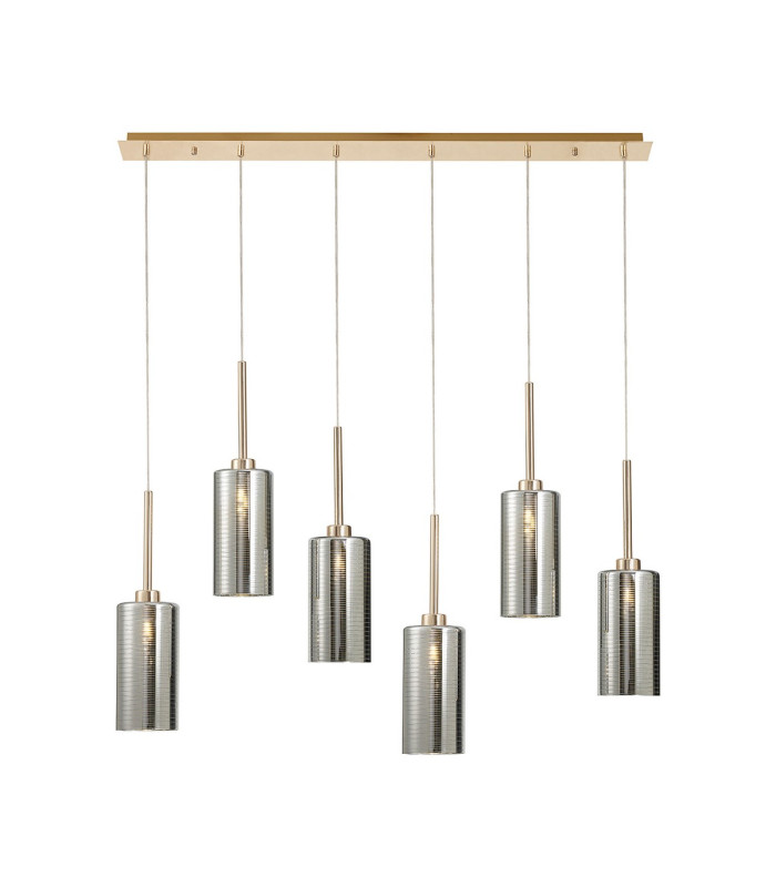 Baldwin Linear Pendant 2m 6 x G9 French Gold/Chrome Lined Type A Shade-1