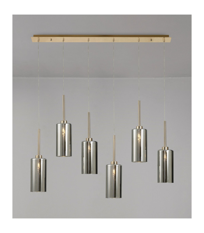 Baldwin Linear Pendant 2m 6 x G9 French Gold/Chrome Lined Type A Shade-3