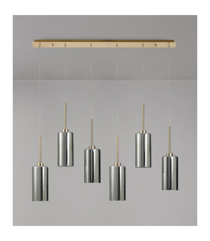 Baldwin Linear Pendant 2m 6 x G9 French Gold/Chrome Lined Type A Shade-11