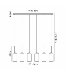 Baldwin Linear Pendant 2m 6 x G9 Polished Chrome/Chrome Type A Shade-2