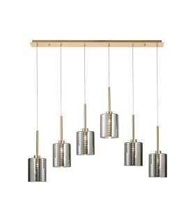 Baldwin Linear Pendant 2m 6 x G9 French Gold/Chrome Lined Type B Shade-1