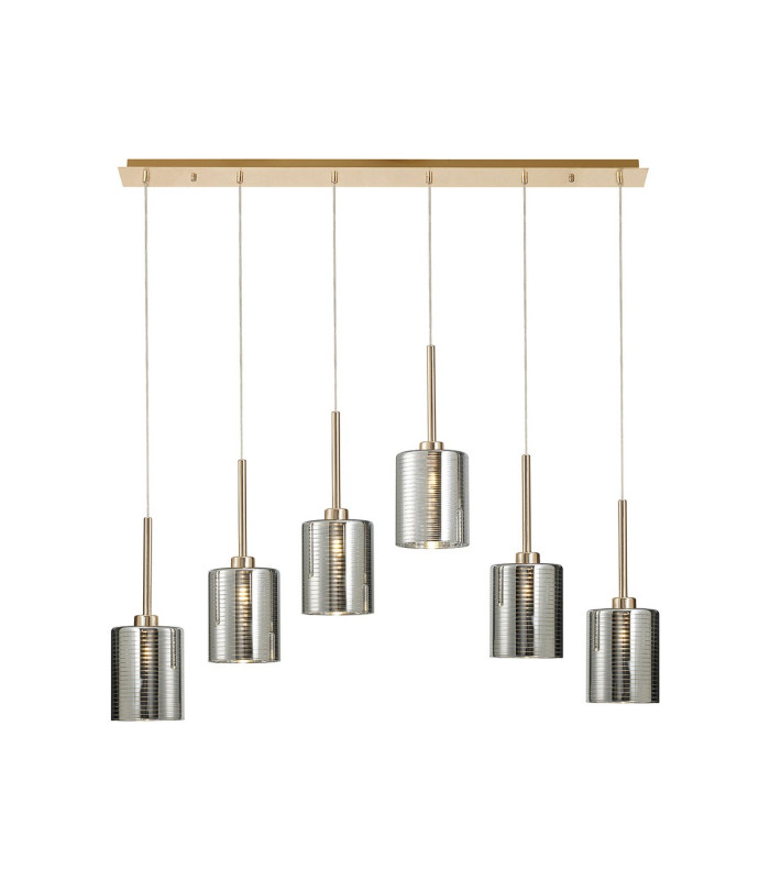 Baldwin Linear Pendant 2m 6 x G9 French Gold/Chrome Lined Type B Shade-1