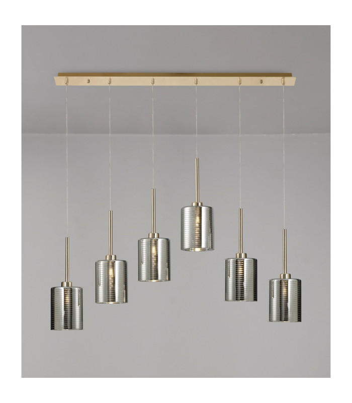 Baldwin Linear Pendant 2m 6 x G9 French Gold/Chrome Lined Type B Shade-3