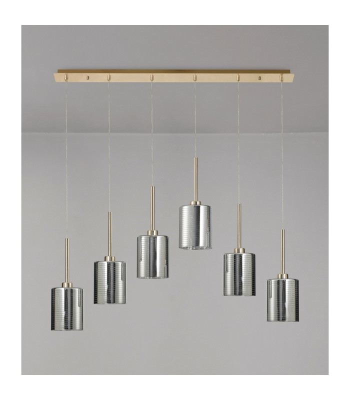 Baldwin Linear Pendant 2m 6 x G9 French Gold/Chrome Lined Type B Shade-11